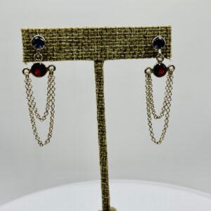 Iolite and Garnet Chain Earrings