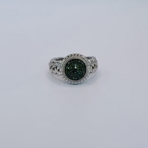 Green Diamond Cluster Ring