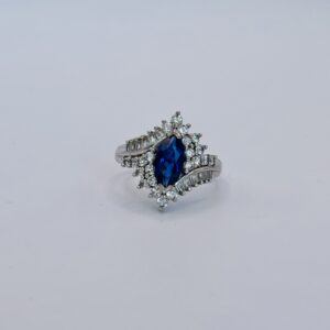 Marquise Sapphire Halo Ring