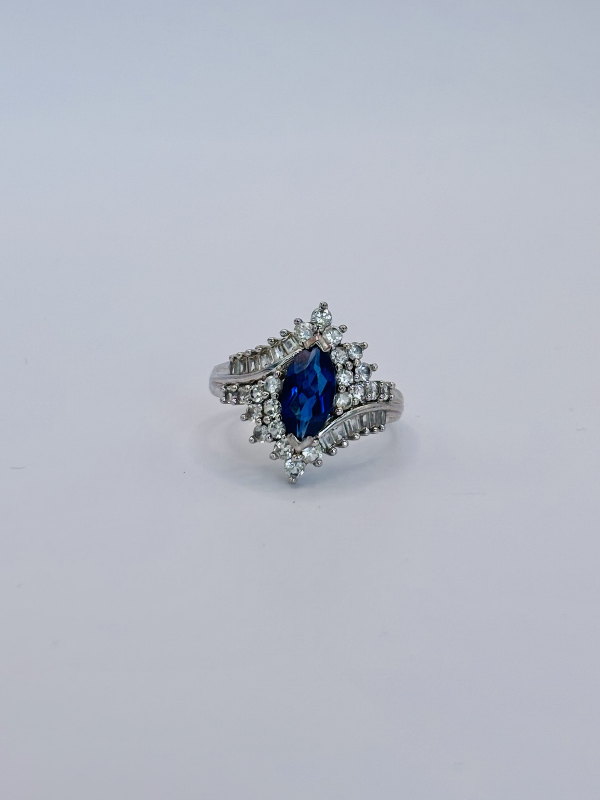 Marquise Sapphire Halo Ring