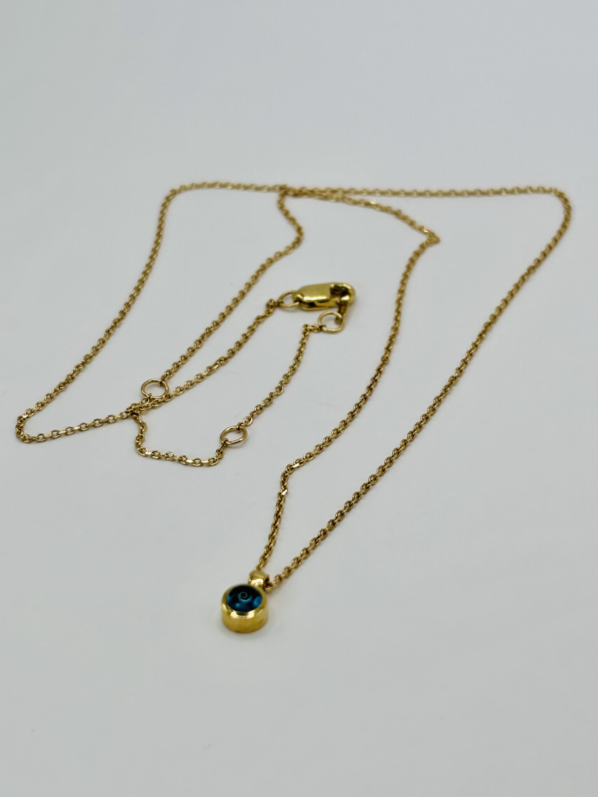 Gold Blue Topaz Necklace