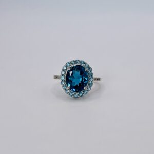 Blue Topaz Halo Ring