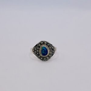 Dotted Black Opal Ring