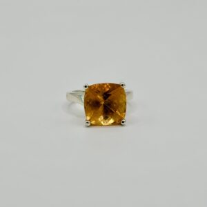 Cushion Citrine Solitaire Ring